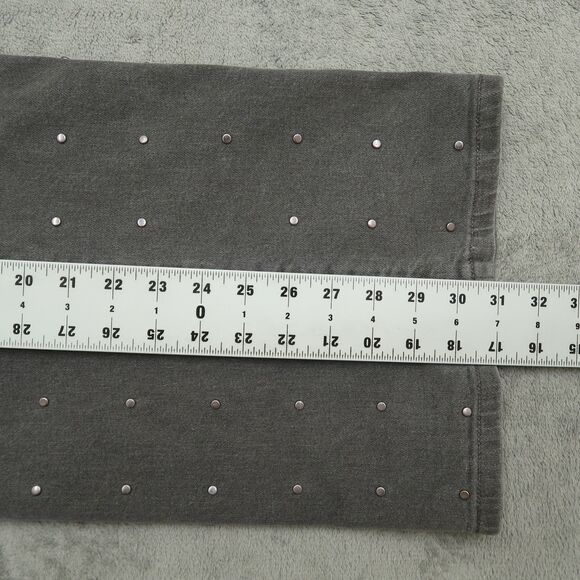 DKNY Jeans Women's Size 27 Gray High-Rise Wide-Leg Denim 31" Inseam Embellished - Picture 5 of 16